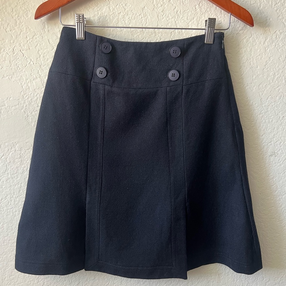 Hobbs 100%β Wool Fine Italian Cloth Navy Mini Skirt